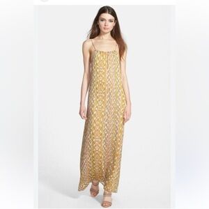 Sienna Yellow Printed Spaghetti-Strap Maxi Dress